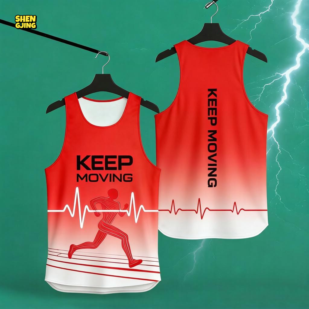 SHENGJING-Keep Moving ECG Runner Running Singlet Quick Dry Tank Top