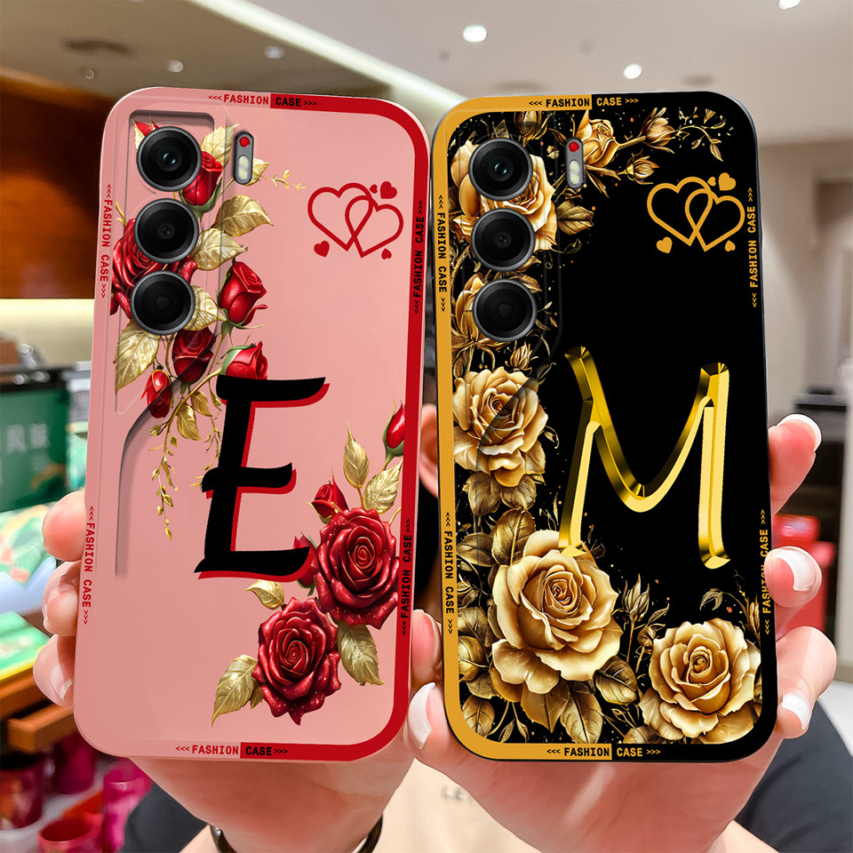 Ốp điện thoại Cho Tecno Camon 40 40 Pro 40 Premier Brilliant Flower Letter Bảo Vệ Camera Chống Sốc C