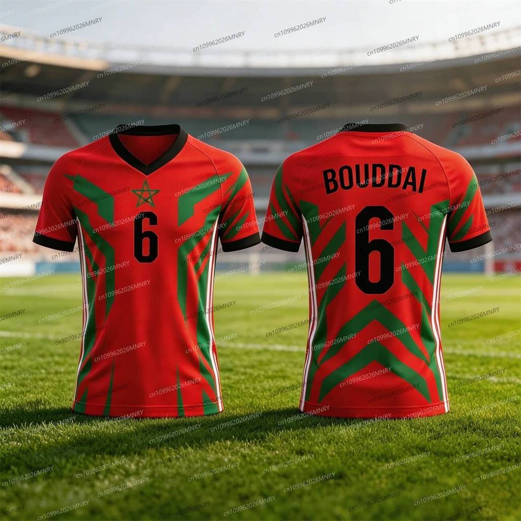 25 / 26 Maroc BOUDADI Jersey Nam Mùa Hè Jersey Thể Thao Huấn Luyện Đồng Phục Jersey Thoáng Khí Nhanh