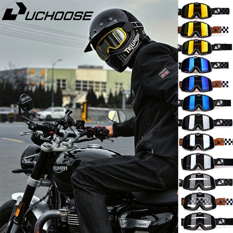 Uchoose Goggles Motorcycle Goggles Harley Mũ bảo hiểm retro Motorcycle Cưỡi một nửa mũ bảo hiểm kín