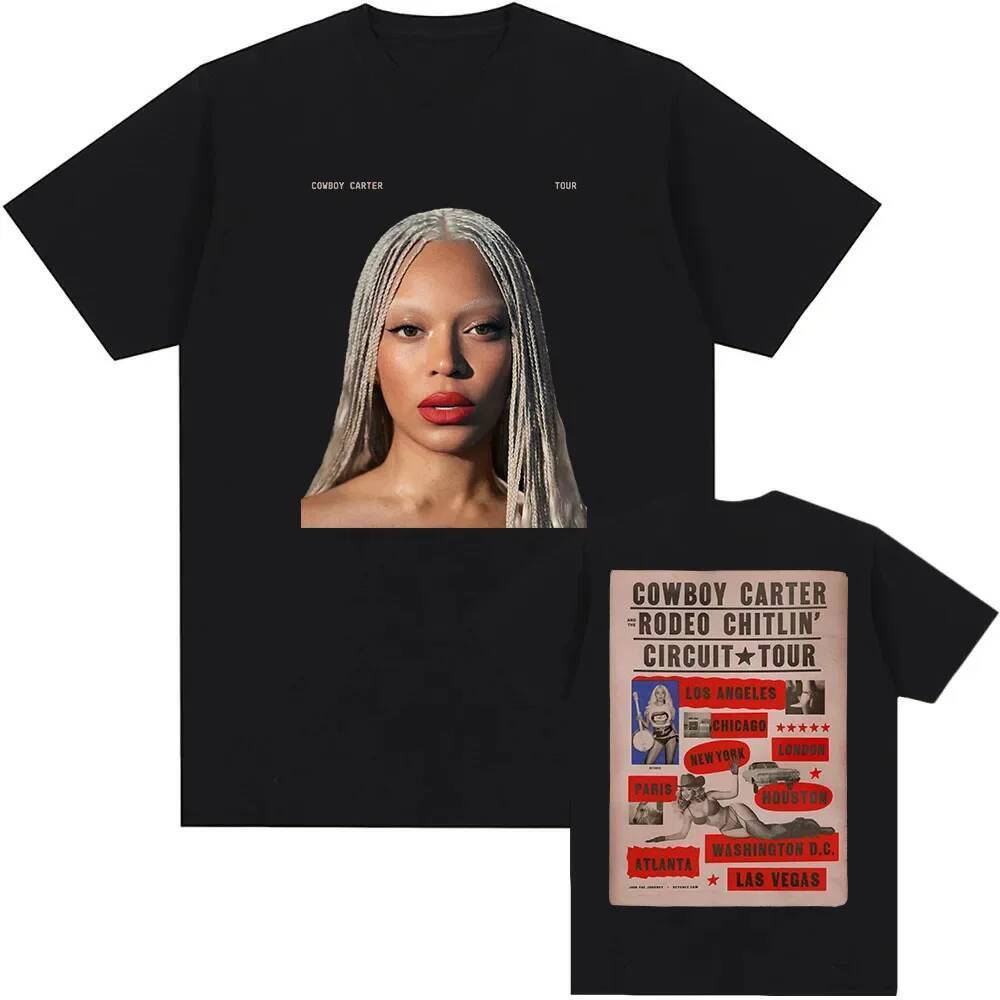 Beyonce COWBOY CARTER TOUR 2025 Áo Thun Nữ Mùa Hè Nam Áo Thun Nữ Tay Ngắn Cổ Tròn Rời Áo nam Tee In 