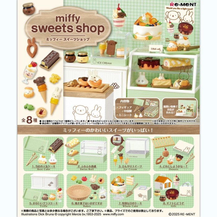 Hàng sẵn có Re-ment miffy Rabbit Candy Shop miffy Miniature Dessert Shop rement Box Trứng