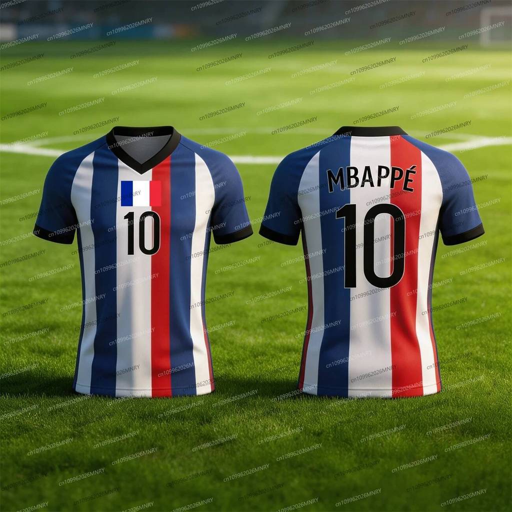 25 / 26 Pháp Jersey Mbappé Mùa Hè Nam Jersey Thể Thao Huấn Luyện Đồng Phục Jersey Thoáng Khí Nhanh K