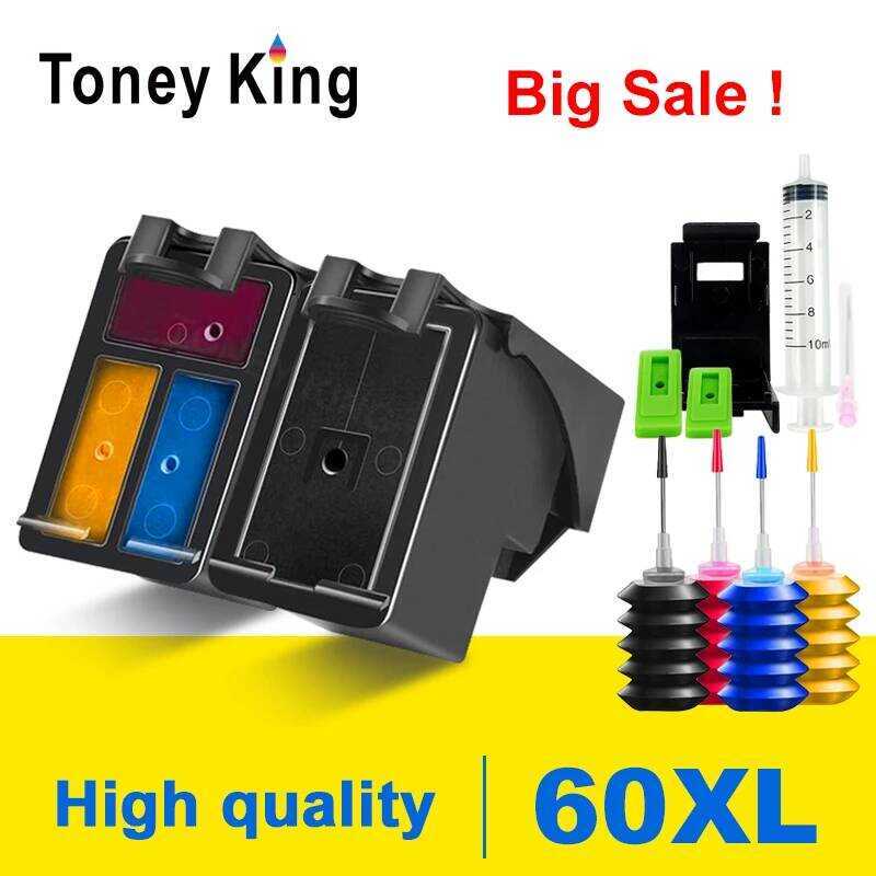 60XL Tương Thích Cho 60 Hộp Đựng Deskjet F2480 F2420 F4480 F4580 F4280 D2660 D2560 PhotoSmart C4680