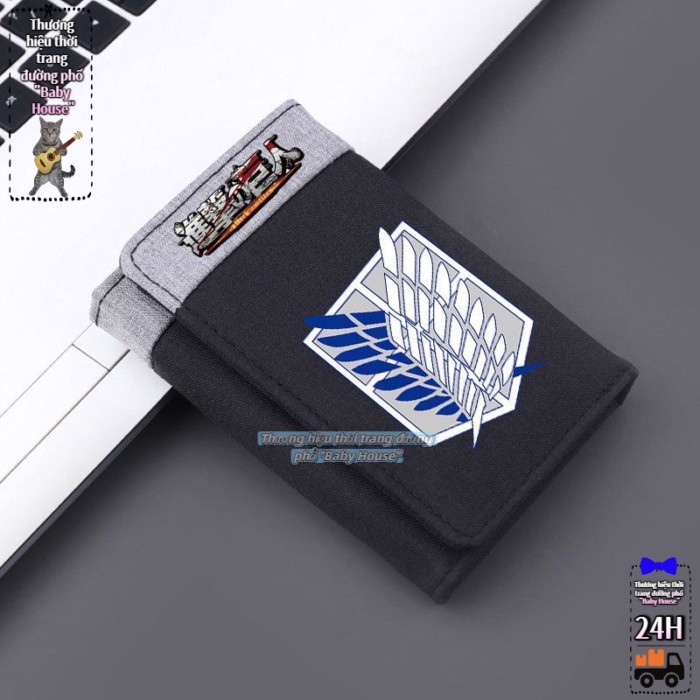 Hoạt hình thiết bị ngoại vi hai chiều Ví vải Attack on Titan Wings of Liberty nam nữ sinh viên Giảm