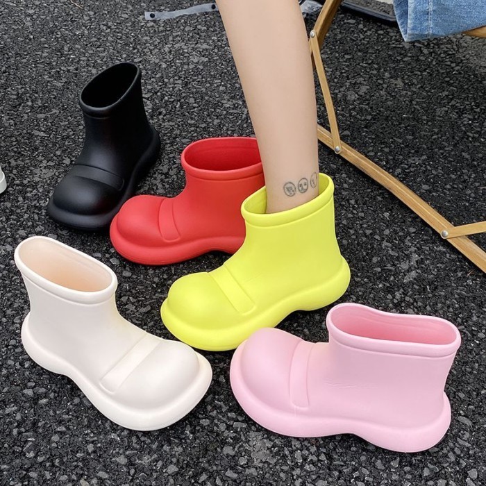 Red Boots Christmas Women's Outer Wear Thick-soled Waterproof Anti-slip Martin Boots Rain Boots