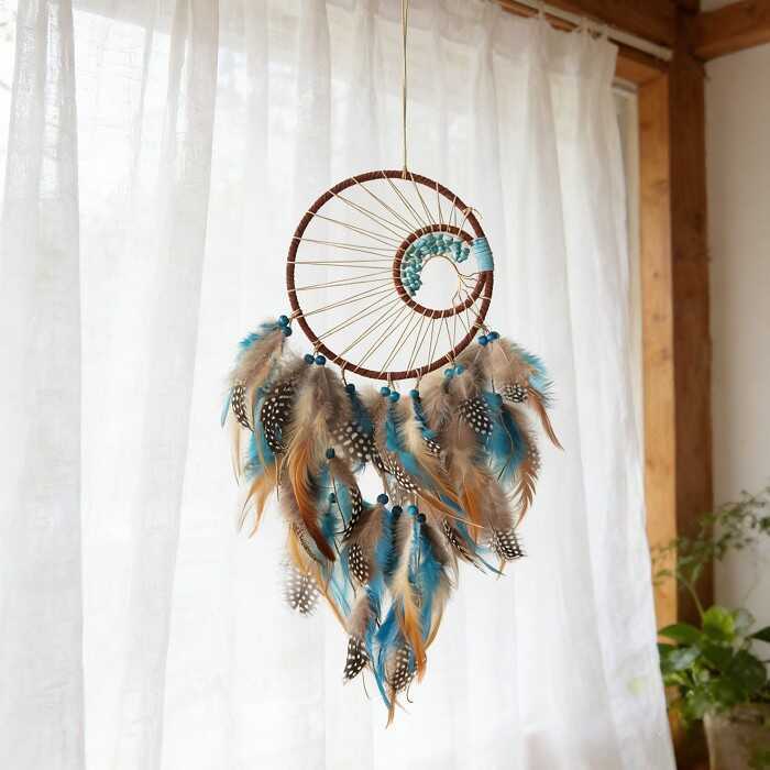 Sản phẩm mới Ấn Độ Tree of Life Dream Catcher Feather Trang trí Chuông gió Mặt dây chuyền lông vũ Tr