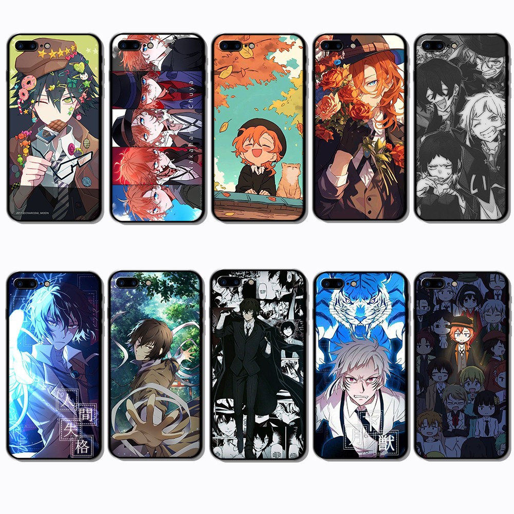 Ốp điện thoại màu đen mềm cho iPhone 5 5S 6 6S 7 8 Plus Stray Dogs Cover