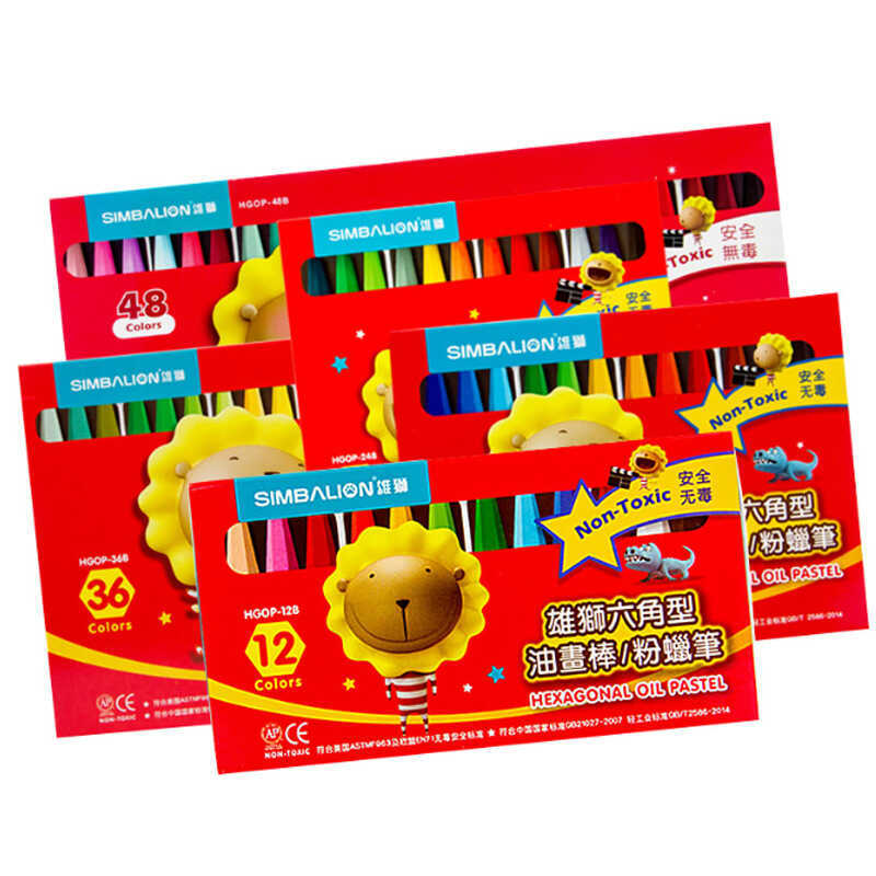 Đài Loan Sư Tử 12 Màu Lục Giác Crayon Dầu Trẻ Em Pastel 48 Màu Graffiti Bút Màu Tranh Bột Crayon