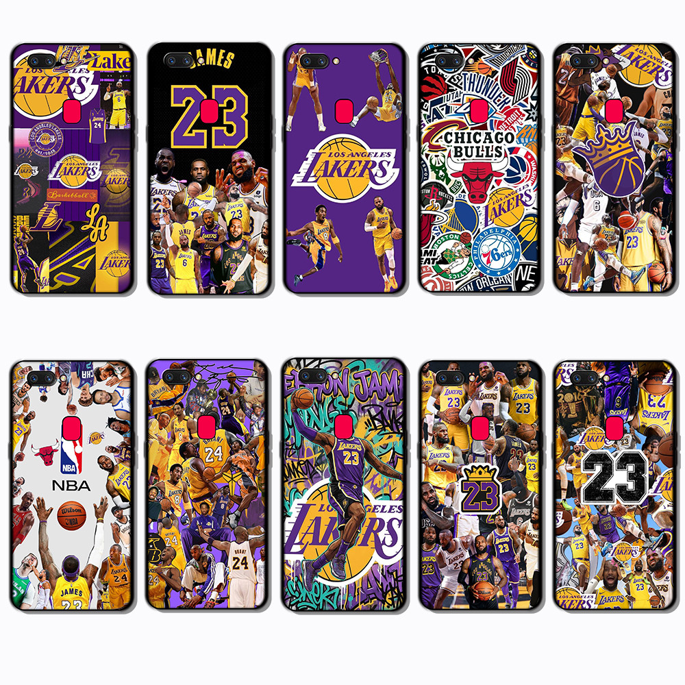 Ốp điện thoại màu đen mềm cho OPPO A1 A1K A3S A5 A5S A7 A8 A9 A11 Lakers Cover