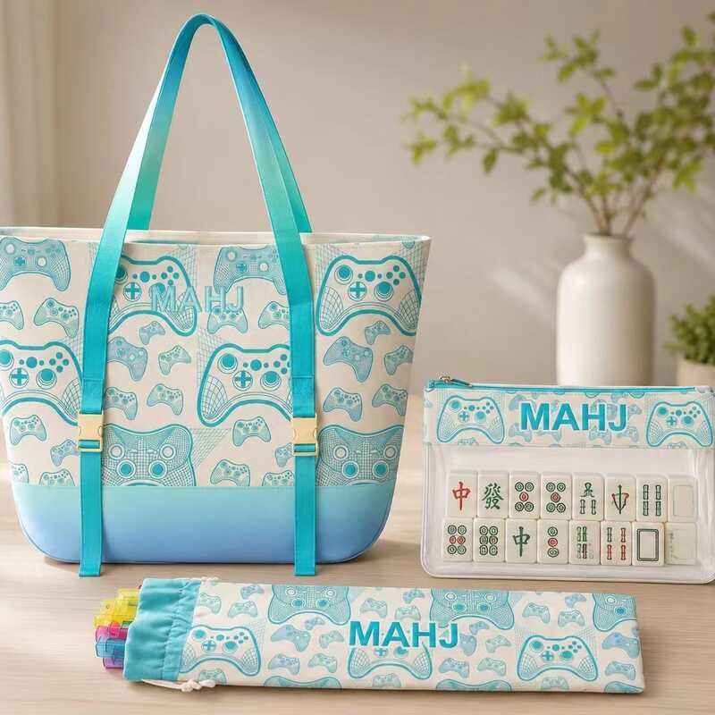Nhẹ Sang Trọng Máy Chơi Game Điện Tử Canvas Mahjong Ba Mảnh Bộ Túi Bảo Quản Mahjong Dung Tích Lớn Tú