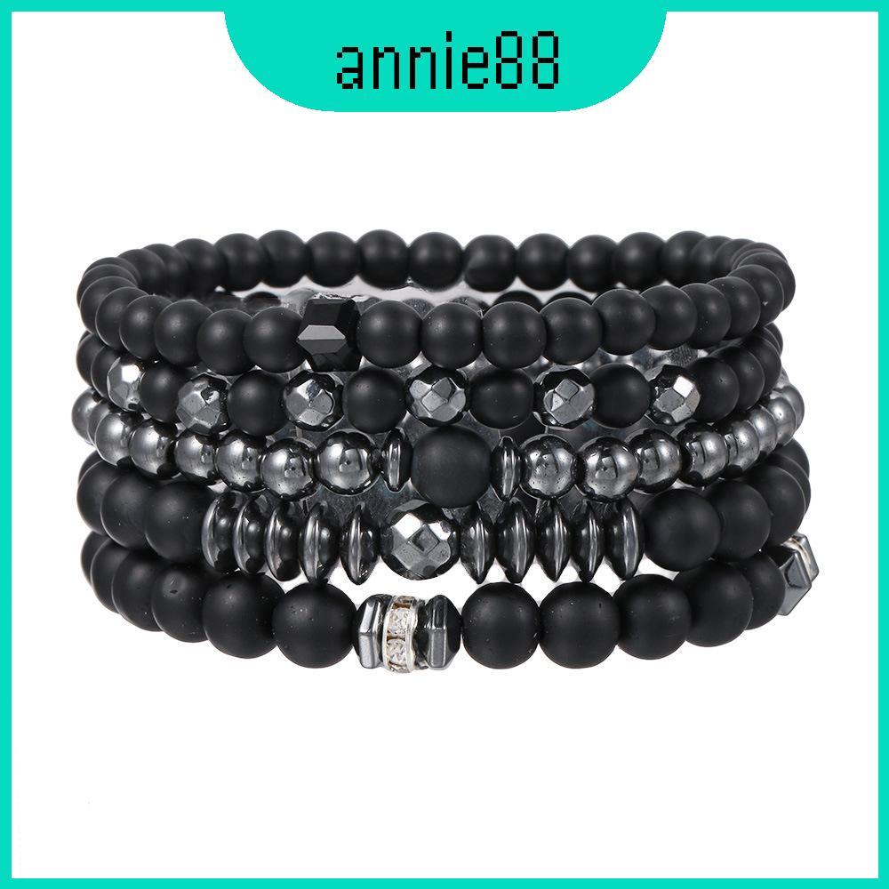 Bộ trang sức Hematite dành cho nữ và nam với hạt mờ màu đen thời trang dành cho người đi lại