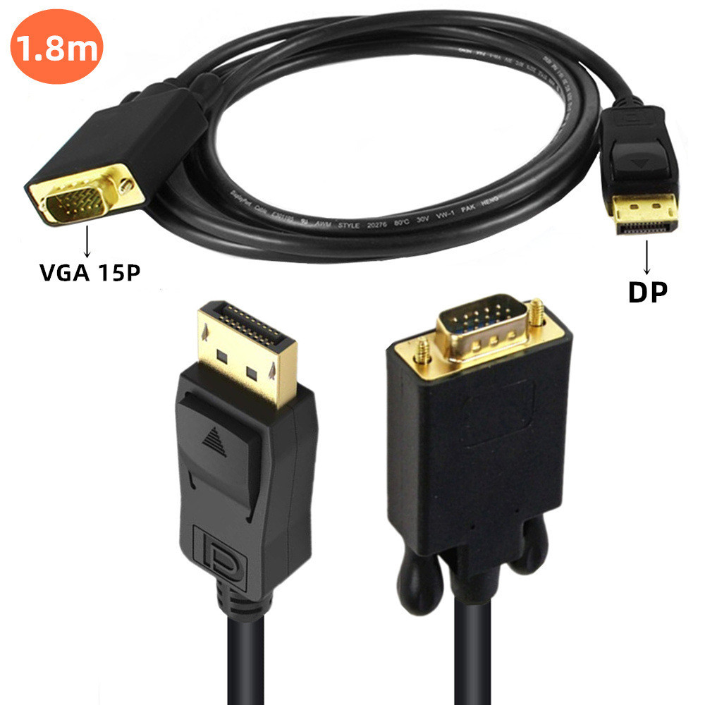 Cáp Video 1.8m displayport ĐẾN Cáp VGA DP TO VGA Cáp Chuyển Đổi DP TO VGA Cáp Chuyển Đổi Video