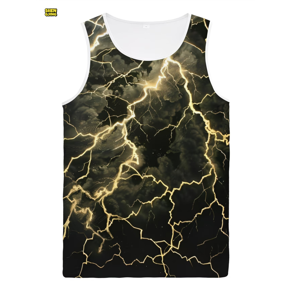 SHENGJING-Dark Storm Cloud Golden Lightning In Áo Tank Top