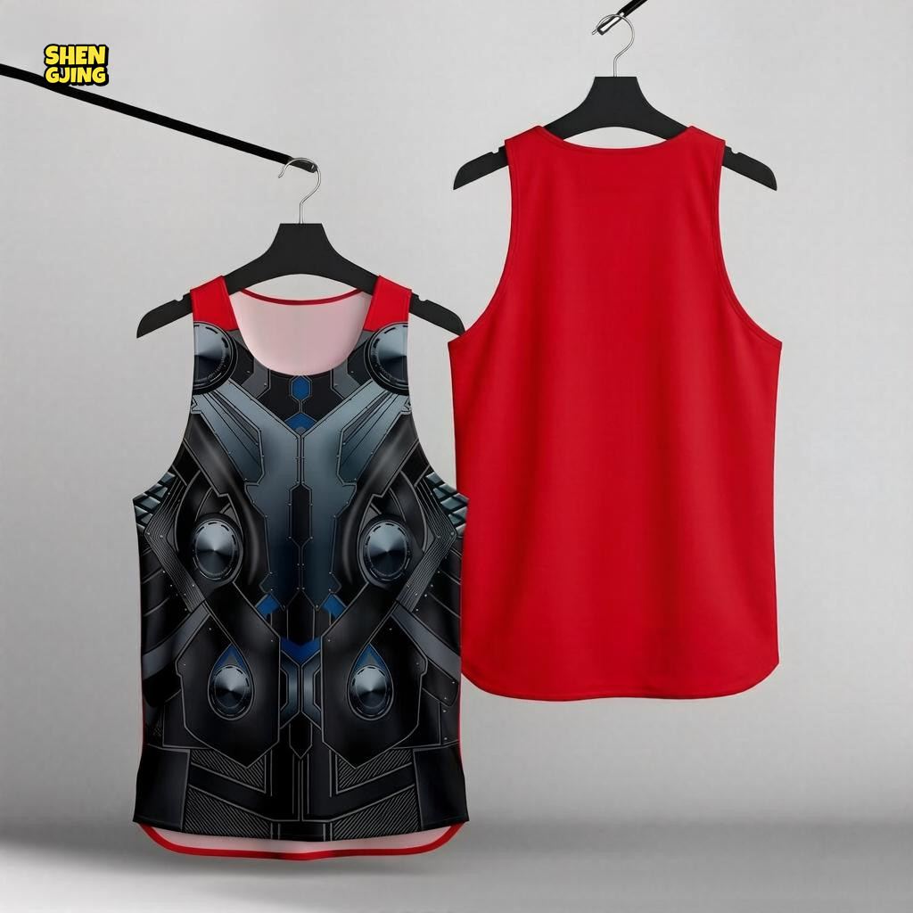 SHENGJING-Armor Mecha Print Running Singlet Quick Dry Tank Top