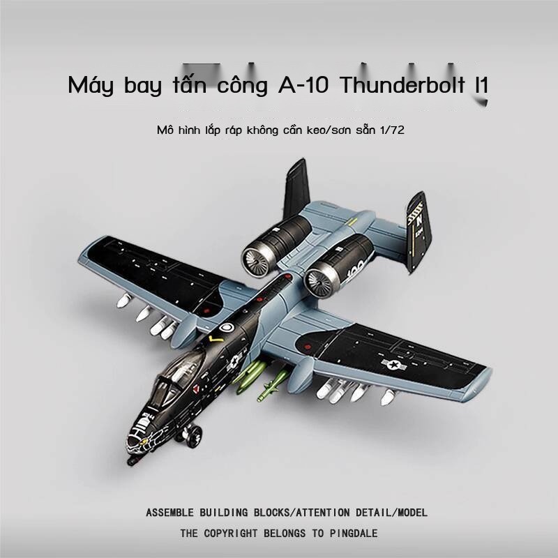 Mô hình tấn công Thunderbolt A10, mô phỏng máy bay hàng không, lắp ráp không cần keo, đồ chơi quân