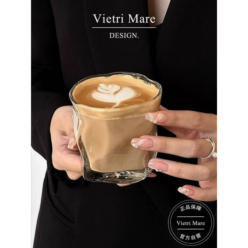 Glass American Twisted Coffee Cup Design Sense Drinking Cup Nhà hàng Cốc nước ép 丨 Thea
