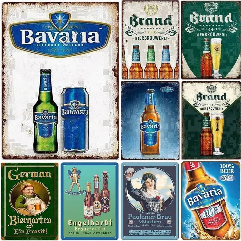 HD Tín Hiệu Vintage Bavaria Đức Bia Trang Trí Tường - Retro Bavaria Bia Thương Hiệu Biergarten Kim L