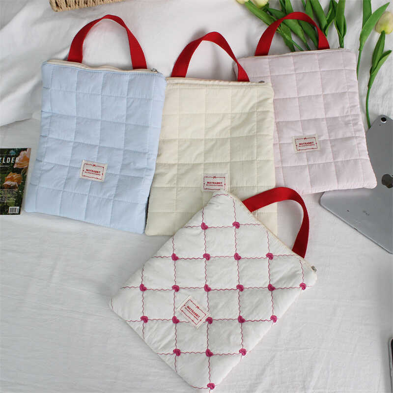 Phong Cách Hàn Quốc Checkered Quilted Túi Máy Tính Bảng iPad Chống Bụi Túi Bảo Quản Đi Lại Di Động C
