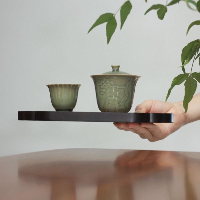 Muxi Yue Kiln Celadon Songyun Gaiwan Trung Quốc Handmade Cao Cấp Kung Fu Bộ Trà Không Nóng Tay Làm B