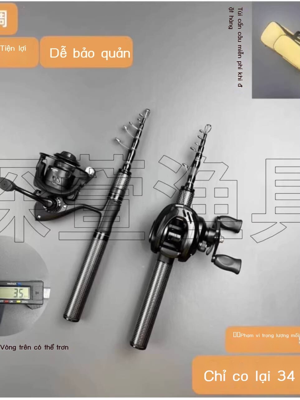 Cần câu ML Road Sliding Mini Portable Fishing Telescopic Carbon Lure Rod Long Casting