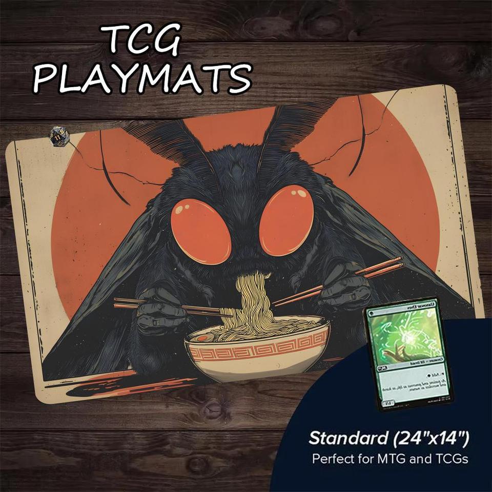 Mothman Ăn Ramen Playmat MTG & TCG Để Bàn Trò Chơi Thảm Magic Party Playmat Cao Su Bền Cho Trò Chơi 