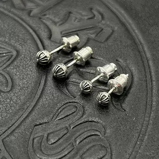 Retro Chrome * Hearts Cross Flower Ball Bông Tai Nam Nữ Cross Ball Bông Tai Cổ Điển