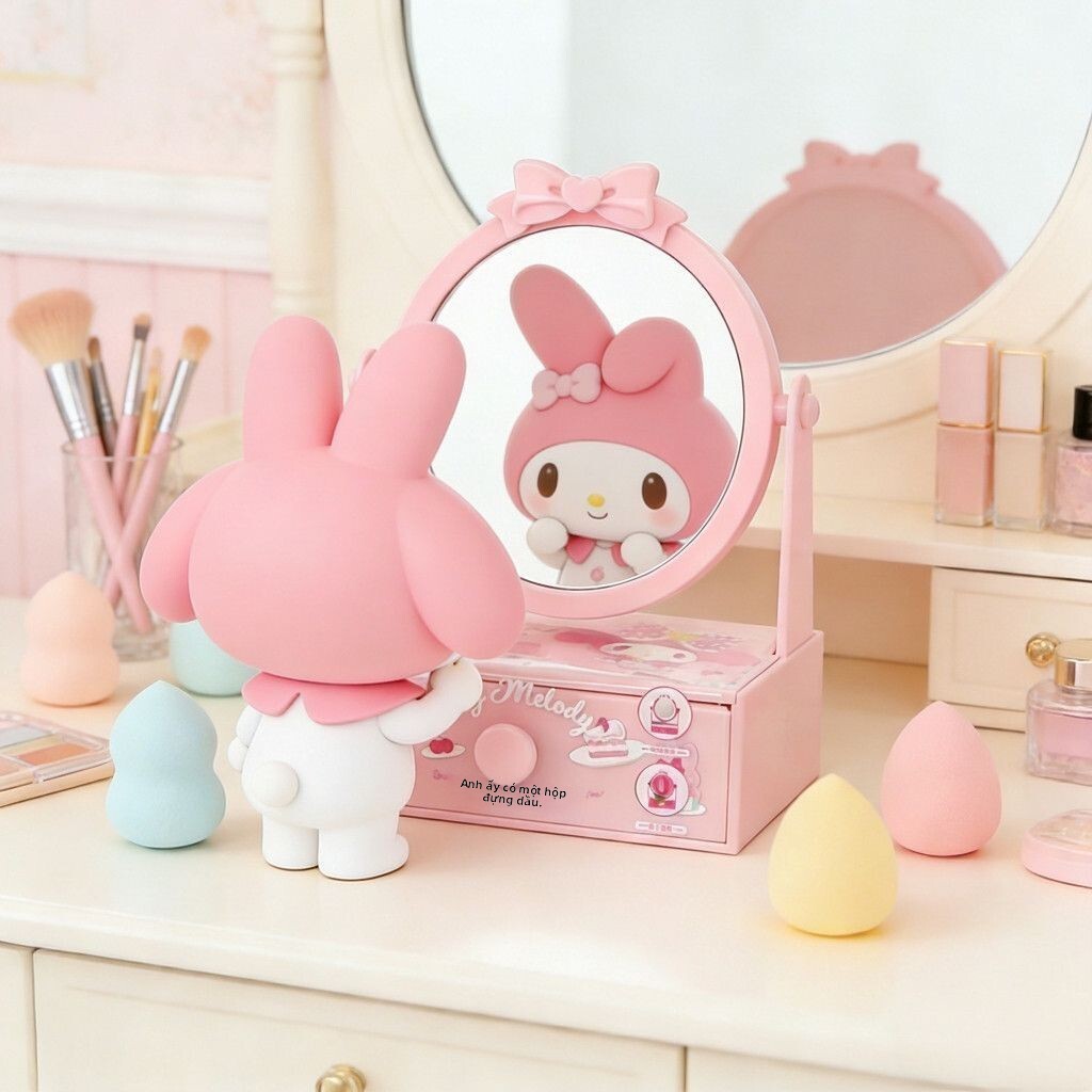 Hộp đựng đồ có gương và ngăn kéo MINISO Sanrio Colorful Afternoon Tea Series My Melody Cartoon