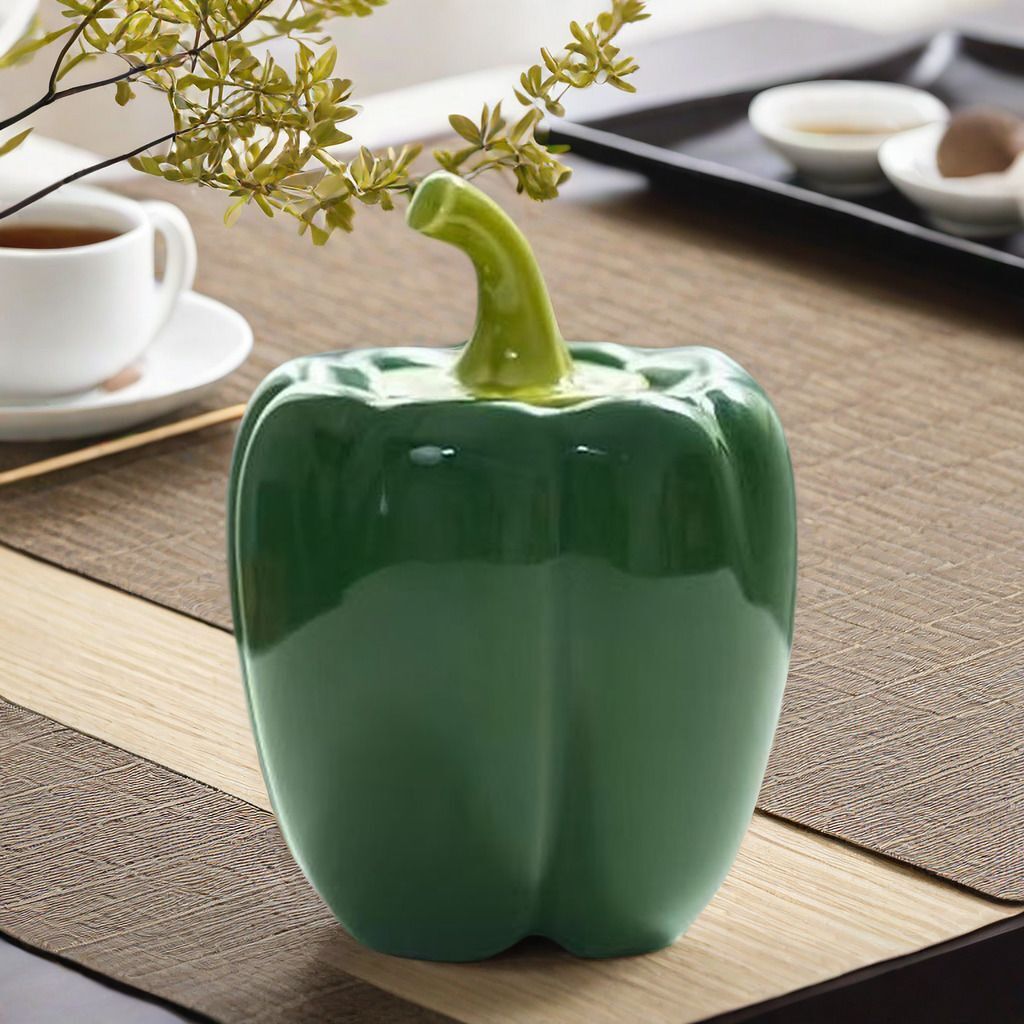 Hũ gốm sứ gia dụng, mini di động có nắp, hũ đựng trà kín hình và ớt chuông.