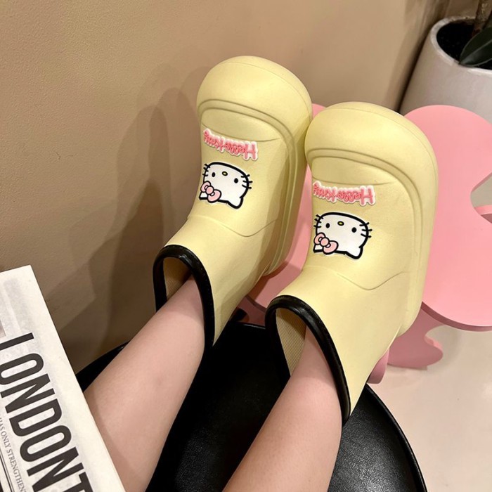 Cartoon Kt Cat Rain Boots Fashion Year New Thick-soled Versatile Rubber Shoes Universal Girls Ra