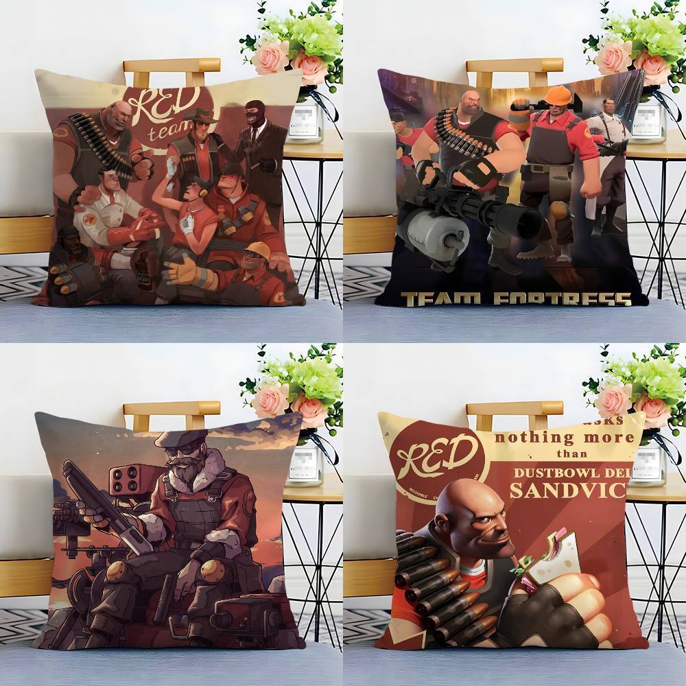 Tf2 Team F-Fortress 2 Vỏ Gối Sofa Trang Trí Nhà In Hai Mặt Ngắn Sang Trọng Đệm Gối Quà Tặng Ngày Lễ