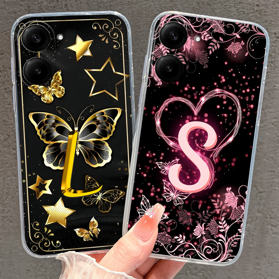 Dành Cho Redmi A5 A5 NFC Ốp điện thoại Ngôi Sao Vàng Bướm Chữ Chống Sốc Silicon Đơn Giản Chất Lượng 