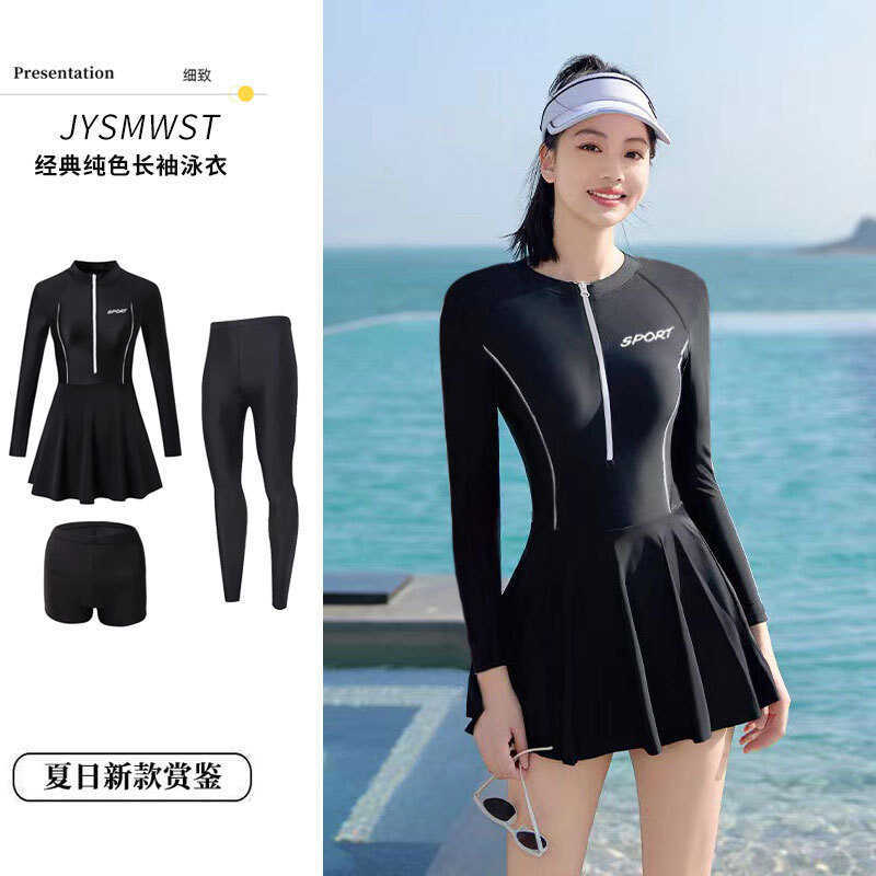 Jiyang Đồ Bơi Dài Tay Người Lớn Bể Bơi Chuyên Dụng Đồ Bơi Nữ 2024 Mùa Xuân Nóng Chia Lướt Sóng Sw