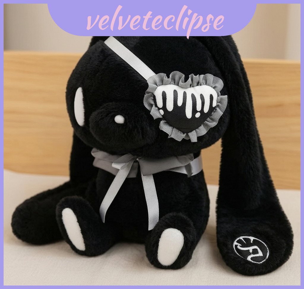 Gothic Gloomy Bunny Eye Patch Đồ chơi sang trọng mềm mại có mặt dây chuyền treo để trang trí phòng t