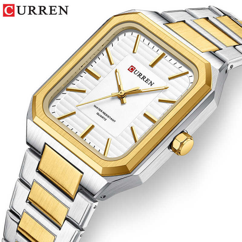 CURREN CURREN 8457 Đồng hồ nam vuông doanh nhân Đồng hồ dây thép thời trang Đồng hồ đeo tay thạch an