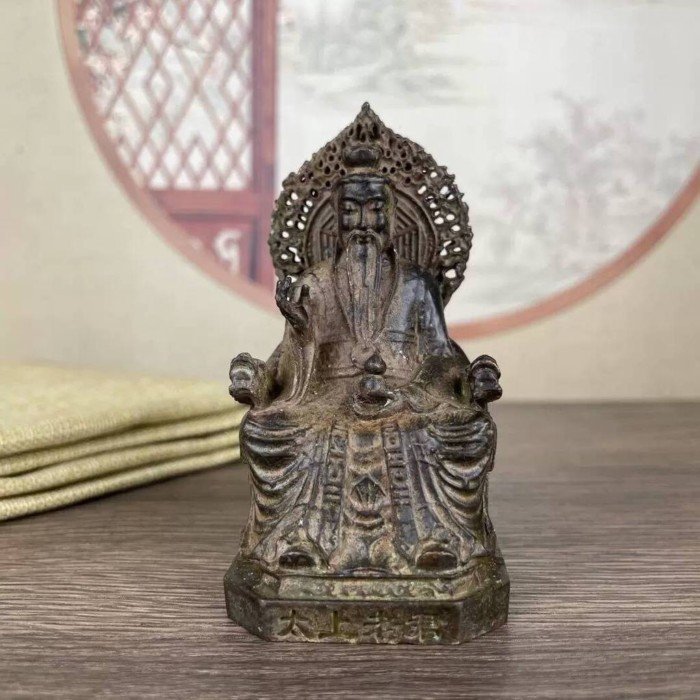 Tượng Phật Thái Thượng Lão Quân giả cổ đồng, đồ dân gian, vật trang trí để bàn nhà, tượng nhỏ bằng
