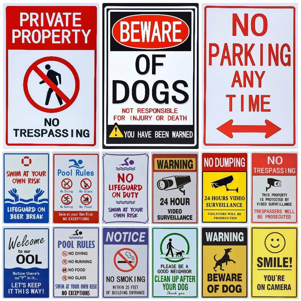 Smile Beware of Dog Tin Sign, ing Video Poster, Không đỗ xe, Poster Nghệ thuật treo tường, Tranh khu