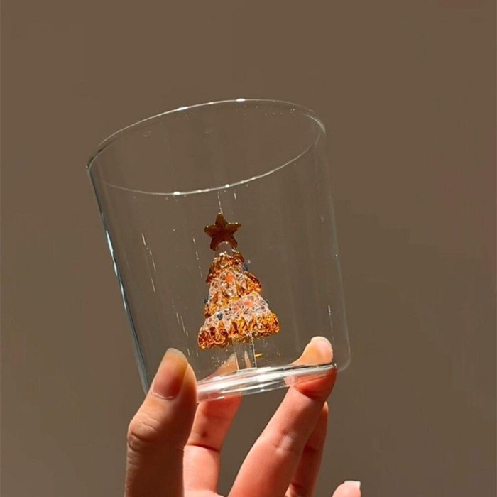 Christmas Tree Creative Glass Heat-resistant Transparent Coffee Cup Practical 2025 Christmas Scene