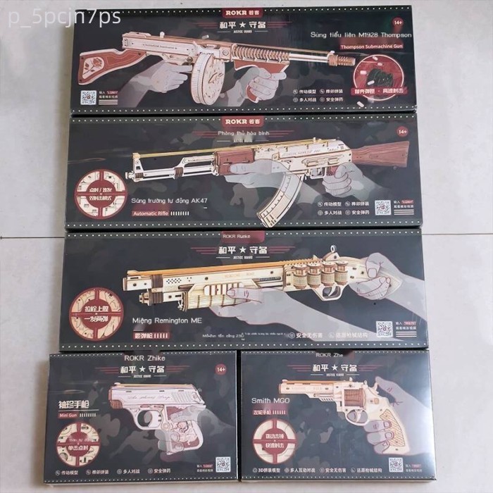 [ 𝐇𝐎𝐓 𝐃𝐄𝐀𝐋] Mô hình súng ngắn AK47 Ruoke 3D, đồ chơi lắp ráp gỗ, quà tặng thủ công bằng gỗ d