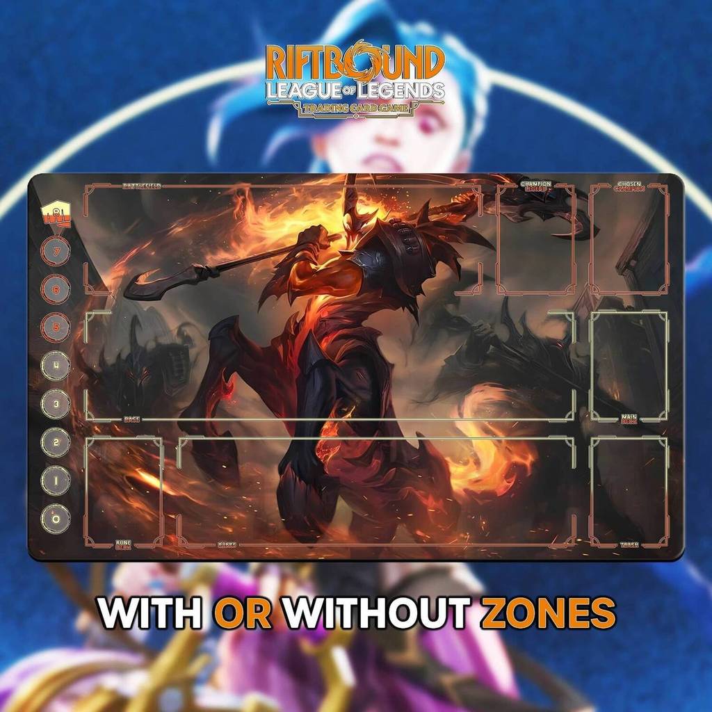 Thảm chơi RIFTBOUND LOL TCG 24x14 "(60 * 35cm) | High Noon HECARIM - Bàn di chuột chơi game có viền 