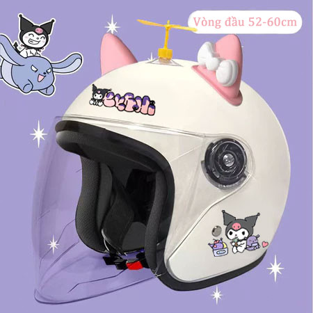 Nón bảo hiểm nữ mũ bảo hiểm 3/4 mũ bảo hiểm  mũ bảo hiểm gấu dâu tây mũ bảo hiểm Kuromi người lớn c