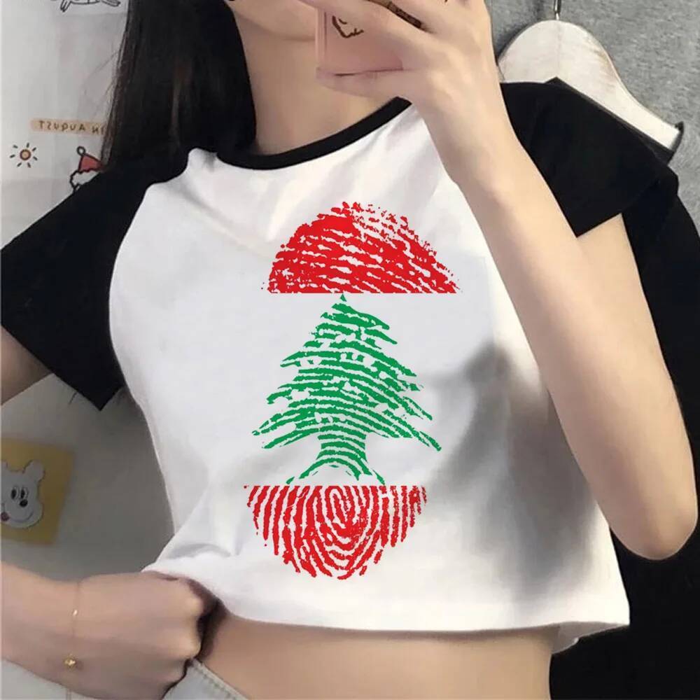 Liban crop top nữ manga kawaii y2k áo sơ mi cảnh dạo phố y2k thay thế mùa hè