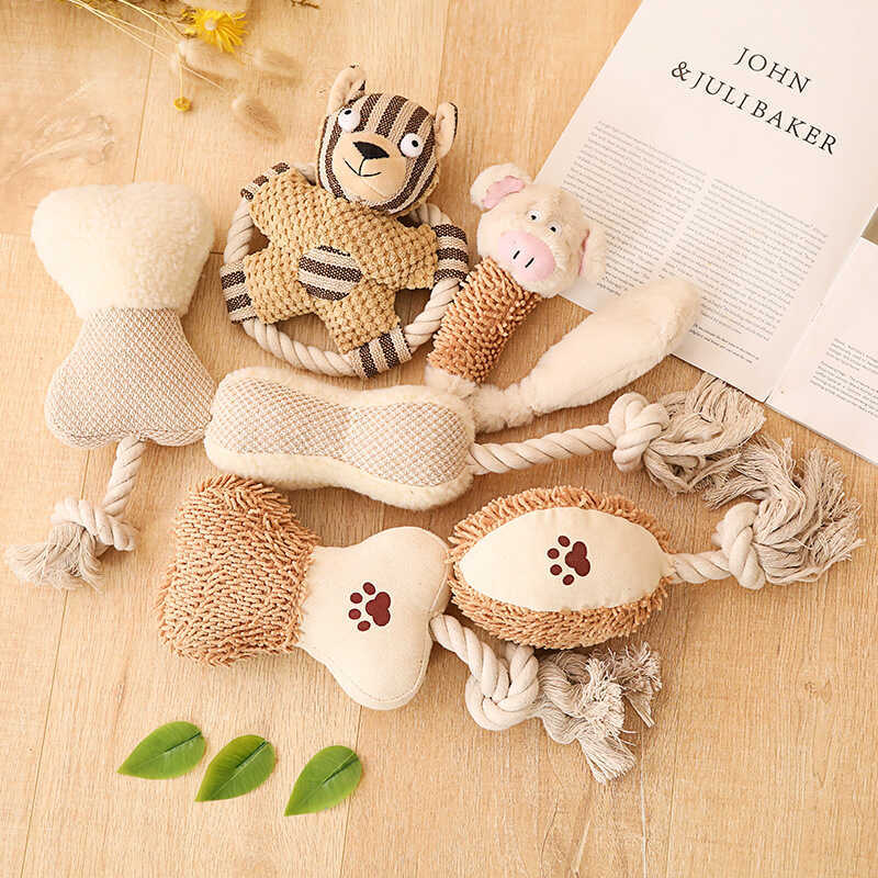 Pet Rope Voice Bone Rugby Frisbee Dumbbell Toy Set Hình ảnh