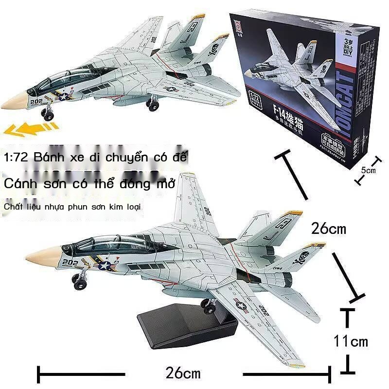 1:72 Mô hình máy bay chiến đấu F14 Tomcat J-20 J-35 Su-57 B2 lắp ráp quân sự đồ chơi khối xây dựng