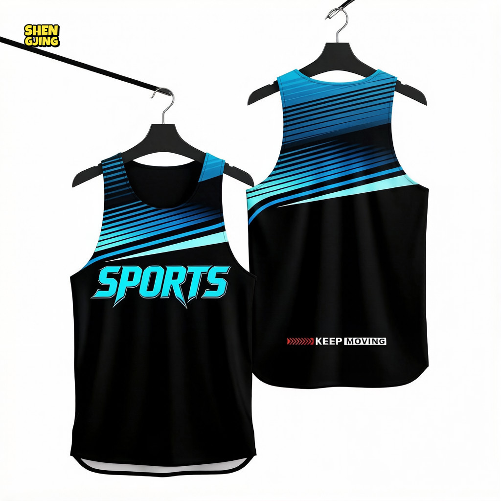 SHENGJING-Sports Keep Moving Stripe Running Singlet Quick Dry Tank Top