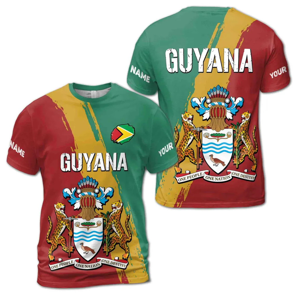 Thời Trang Cờ Guyana Đồ Họa Áo Sơ Mi Maillot Bóng Đá Mùa Hè Thường Ngày In 3D Nam Thể Thao Áo Rời Nh
