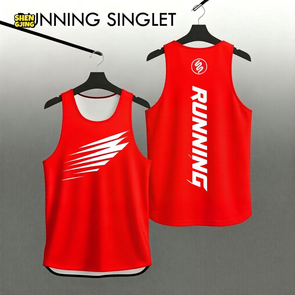 SHENGJING-Red Speed Line Running Singlet Quick Dry Sports Tank Top