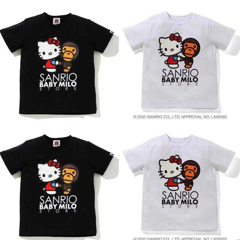 Quần áo đường phố Nhật Bản BAPE HELLO KITTY Áo thun ngắn tay nam nữ nửa tay