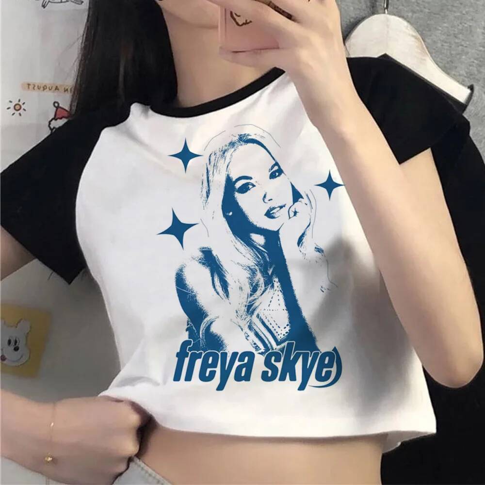 Freya Skye crop top nữ cảnh grunge harajuku áo thun dễ thương kawaii grunge emo gyaru cutecore