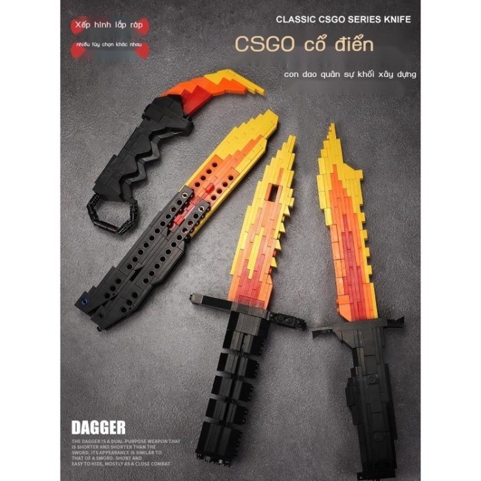 [Ảnh thật/Sẵn] Thích hợp cho Lego CSGO khối xây dựng vũ khí Bouy Bướm Lựu Đạn Móng Vuốt M9 Bóng Dao
